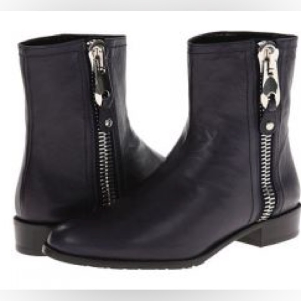 Stuart Weitzman Winzipper Black Nappa Leather Side-Zip Ankle Boots 8.5 - Picture 3 of 10